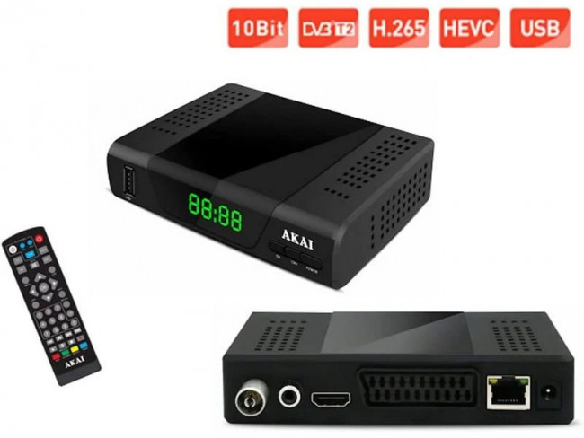 AKAI sintonizador TDT HD con mando a distancia programable
