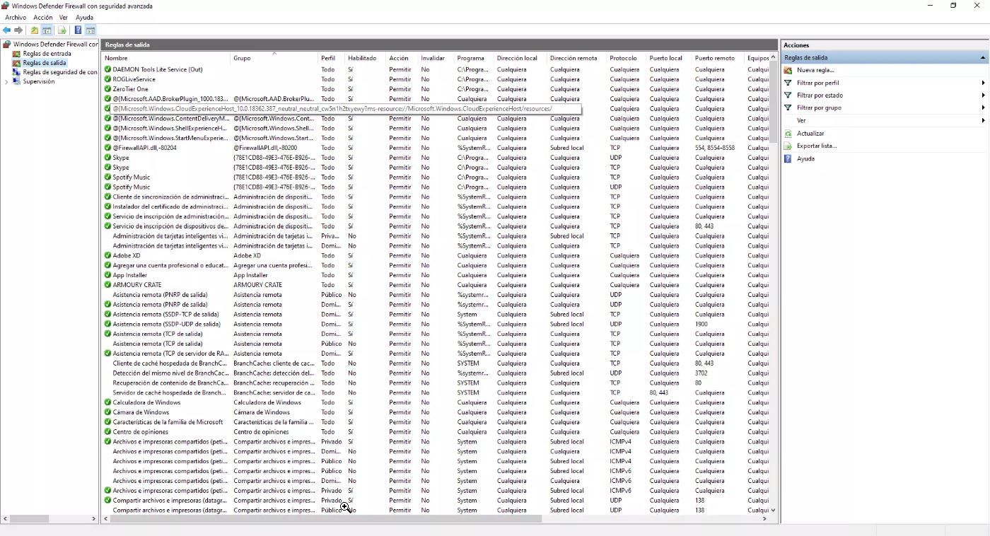 Windows Defender Firewall Seguridad avanzada